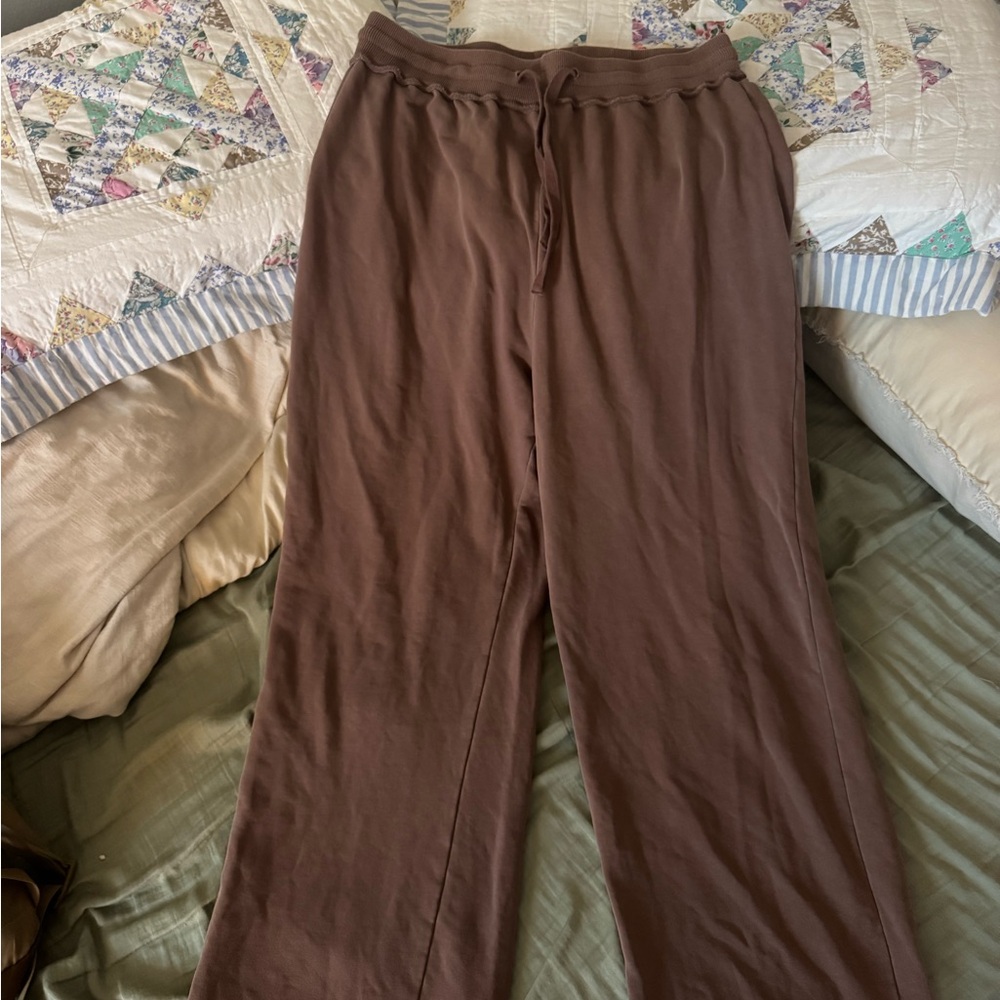Elegant Wide Leg Women's Pants in Chocolate Brown